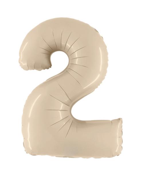 Folienballon - Zahl 2: Creme - ø 102cm